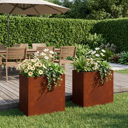 Vaso da giardino 2 pz Ruggine 50 x 30 x 40 cm Acciaio Corten | homemem39
