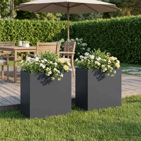 Vaso da giardino 2 pz Antracite 50 x 30 x 50 cm - homemem39