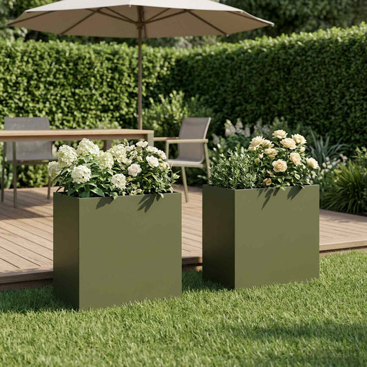 Vaso da giardino 2 pz Verde Oliva 50 x 30 x 50 cm | homemem39