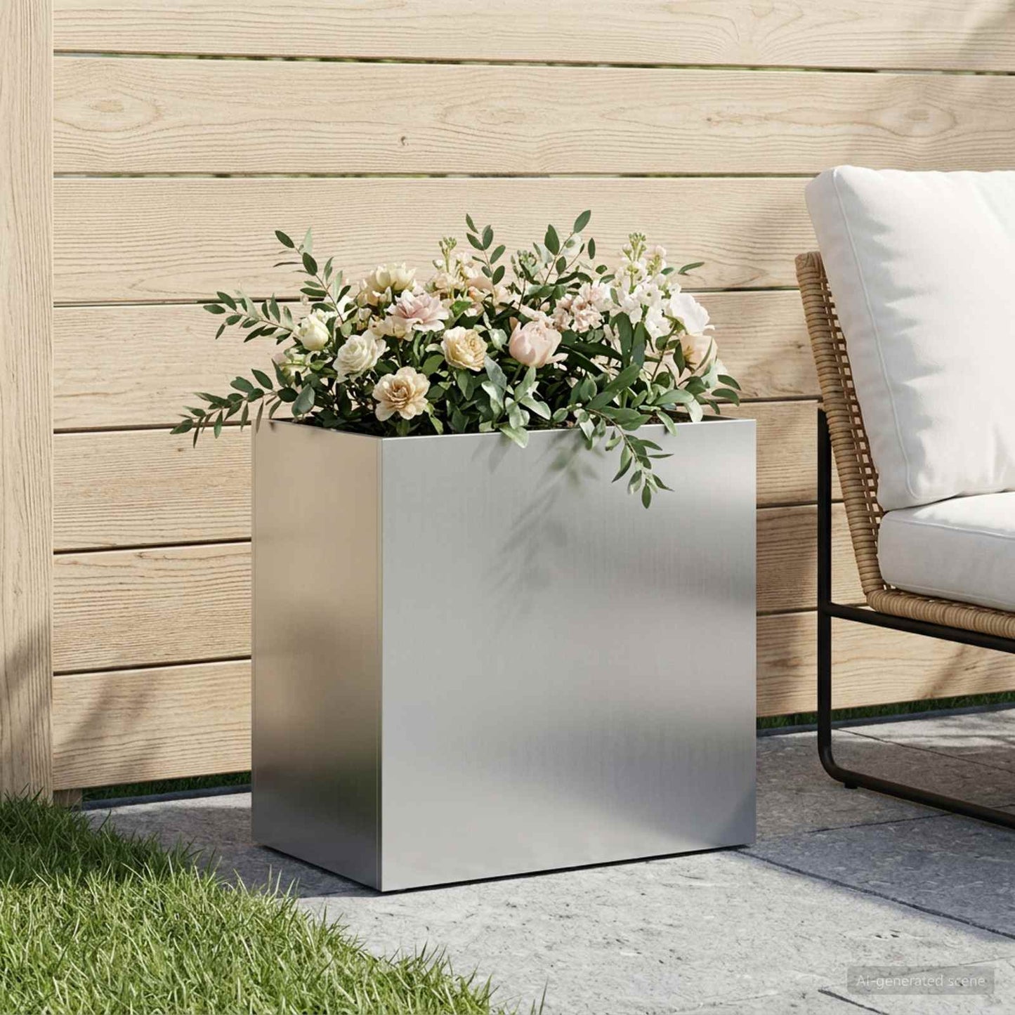 Vaso da giardino Argento 50 x 30 x 50 cm Acciaio zincato | homemem39