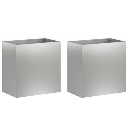 Vaso da giardino 2 pz Argento 50 x 30 x 50 cm Acciaio zincato