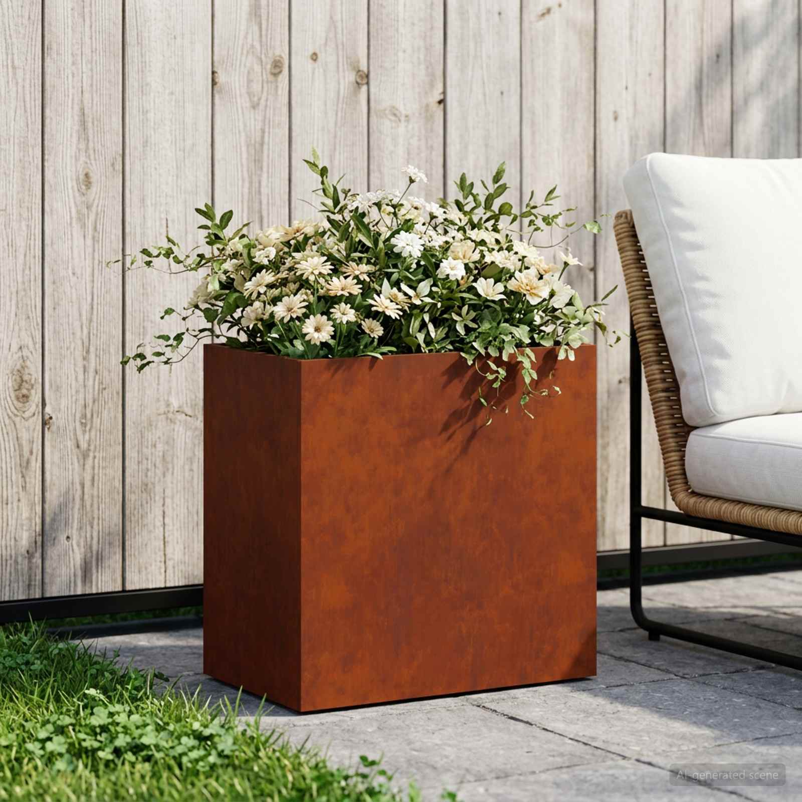 Vaso da giardino Ruggine 50 x 30 x 50 cm Acciaio Corten | homemem39