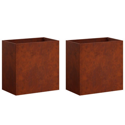 Vaso da giardino 2 pz Ruggine 50 x 30 x 50 cm Acciaio Corten | homemem39