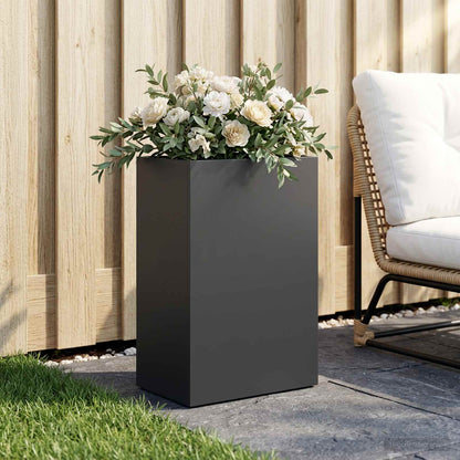 Vaso da giardino Nero 50 x 30 x 75 cm Acciaio laminato a freddo