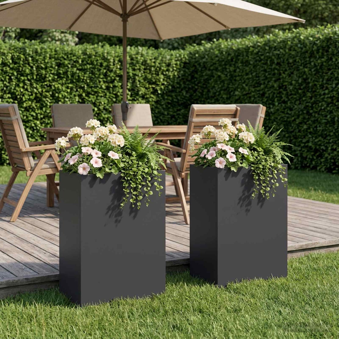Vaso da giardino 2 pz Nero 50 x 30 x 75 cm