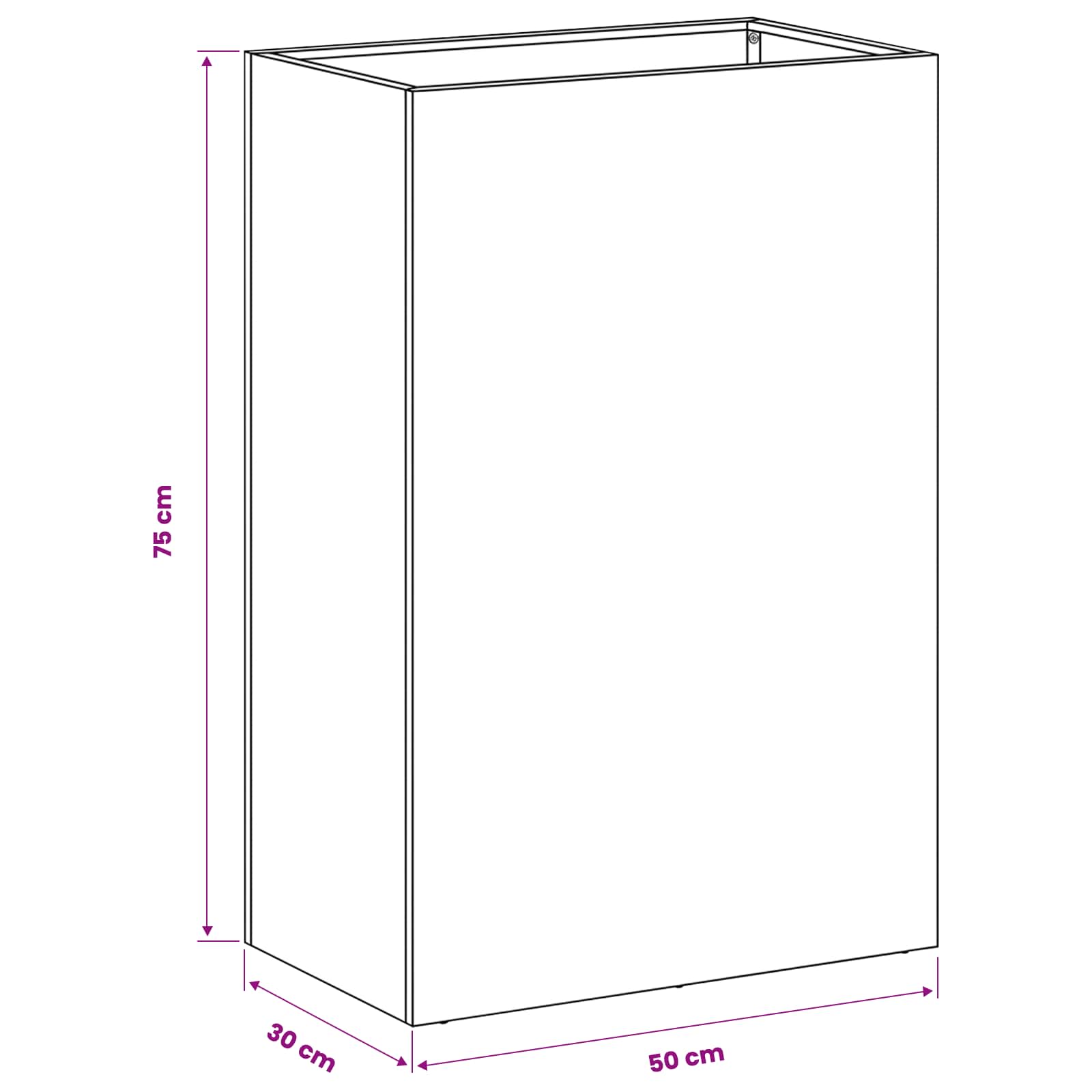 Vaso da giardino Antracite 50 x 30 x 75 cm | homemem39