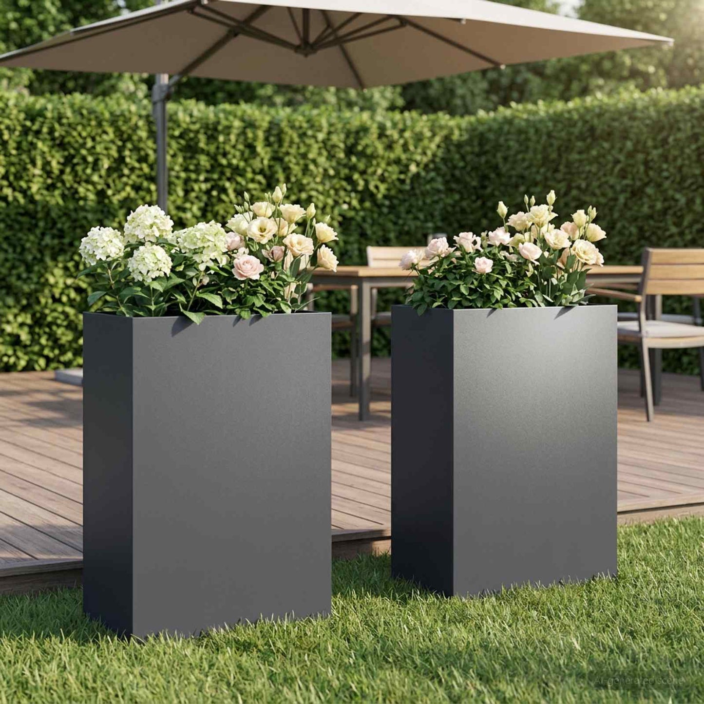 Vaso da giardino 2 pz Antracite 50 x 30 x 75 cm
