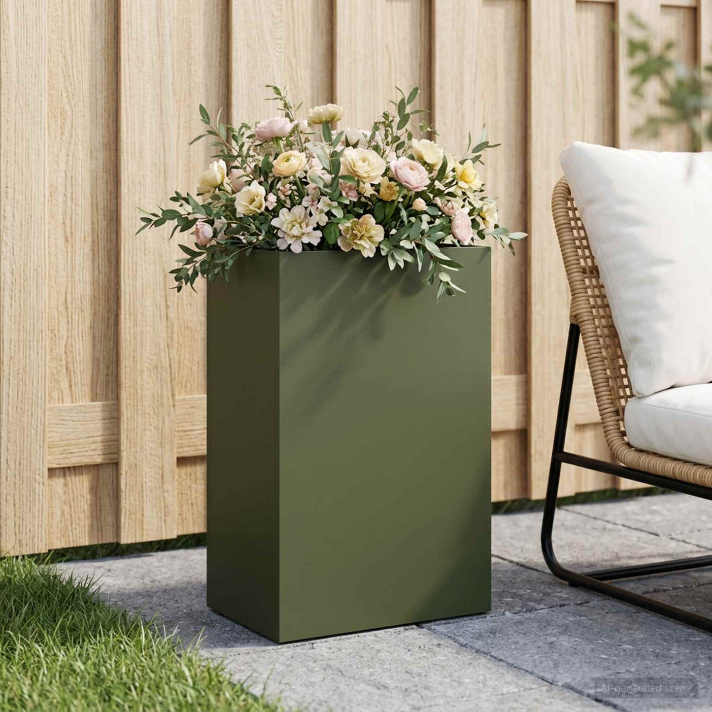 Vaso da giardino Verde Oliva 50 x 30 x 75 cm | homemem39