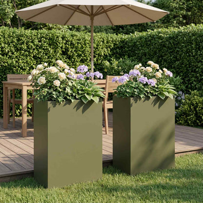 Vaso da giardino 2 pz Verde Oliva 50 x 30 x 75 cm