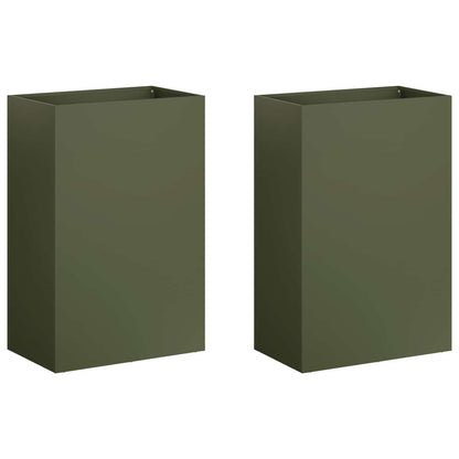 Vaso da giardino 2 pz Verde Oliva 50 x 30 x 75 cm
