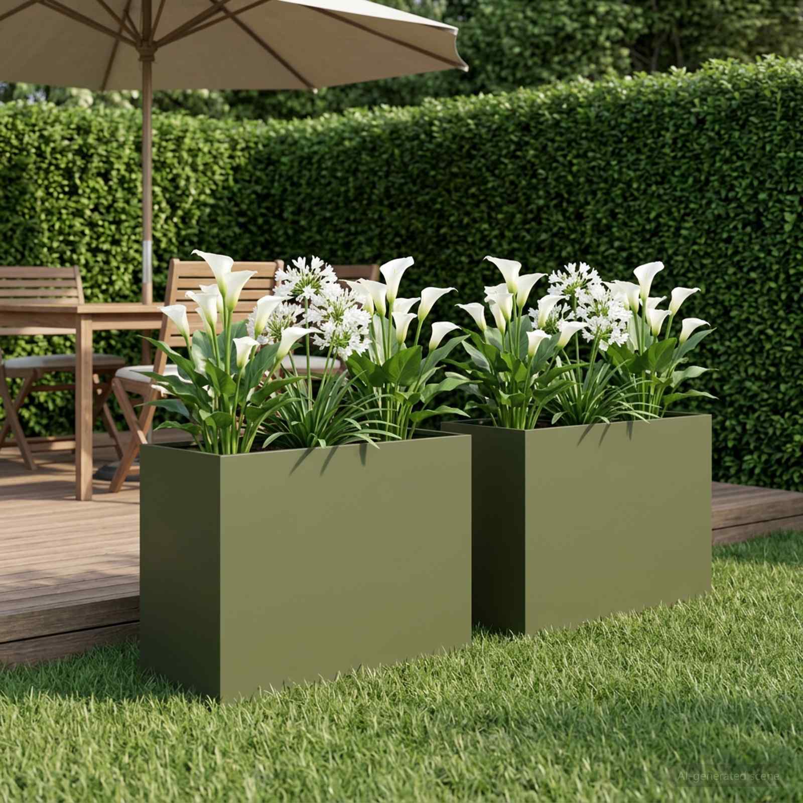 Vaso da giardino 2 pz Verde Oliva 60 x 30 x 40 cm | homemem39