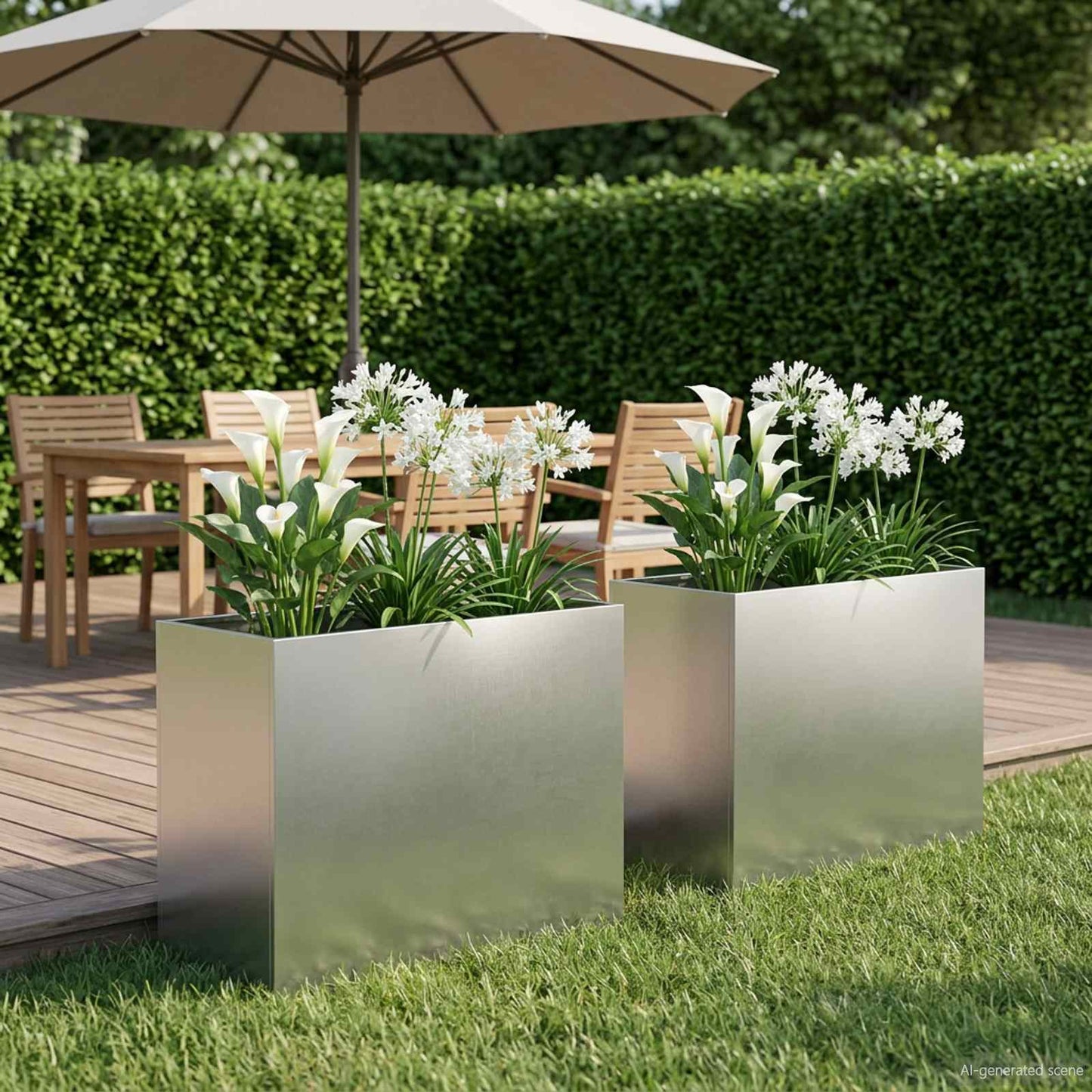 Vaso da giardino 2 pz Argento 60 x 30 x 40 cm Acciaio Inox