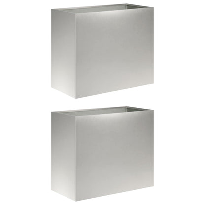 Vaso da giardino 2 pz Argento 60 x 30 x 40 cm Acciaio Inox