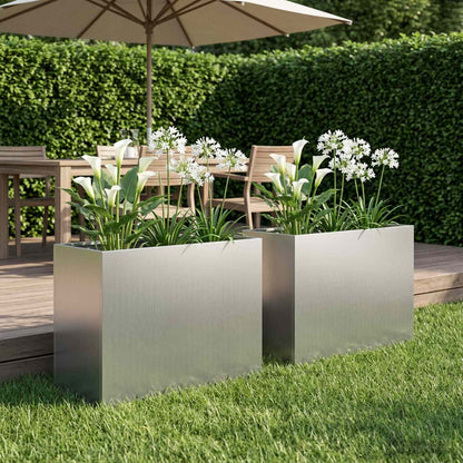 Vaso da giardino 2 pz Argento 60 x 30 x 40 cm Acciaio zincato
