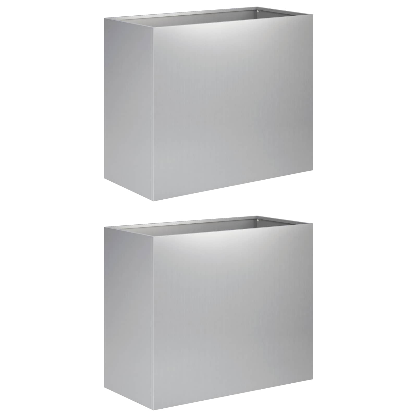 Vaso da giardino 2 pz Argento 60 x 30 x 40 cm Acciaio zincato | homemem39