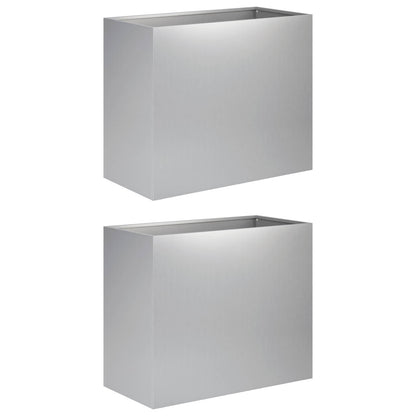 Vaso da giardino 2 pz Argento 60 x 30 x 40 cm Acciaio zincato | homemem39