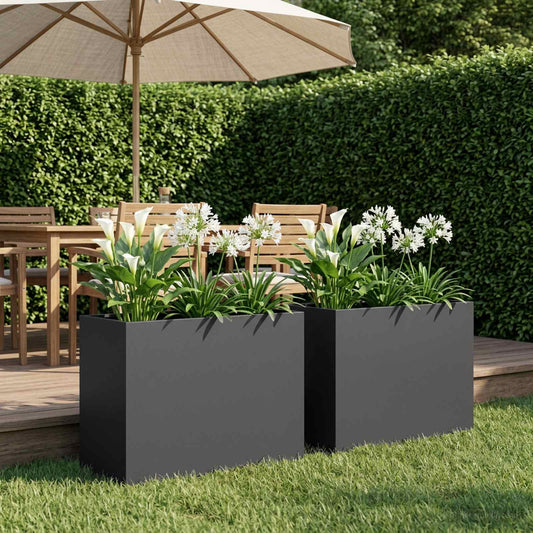 Vaso da giardino 2 pz Nero 60 x 30 x 50 cm - homemem39