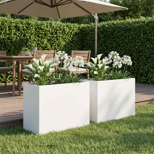 Vaso da giardino 2 pz Bianco 60 x 30 x 50 cm - homemem39