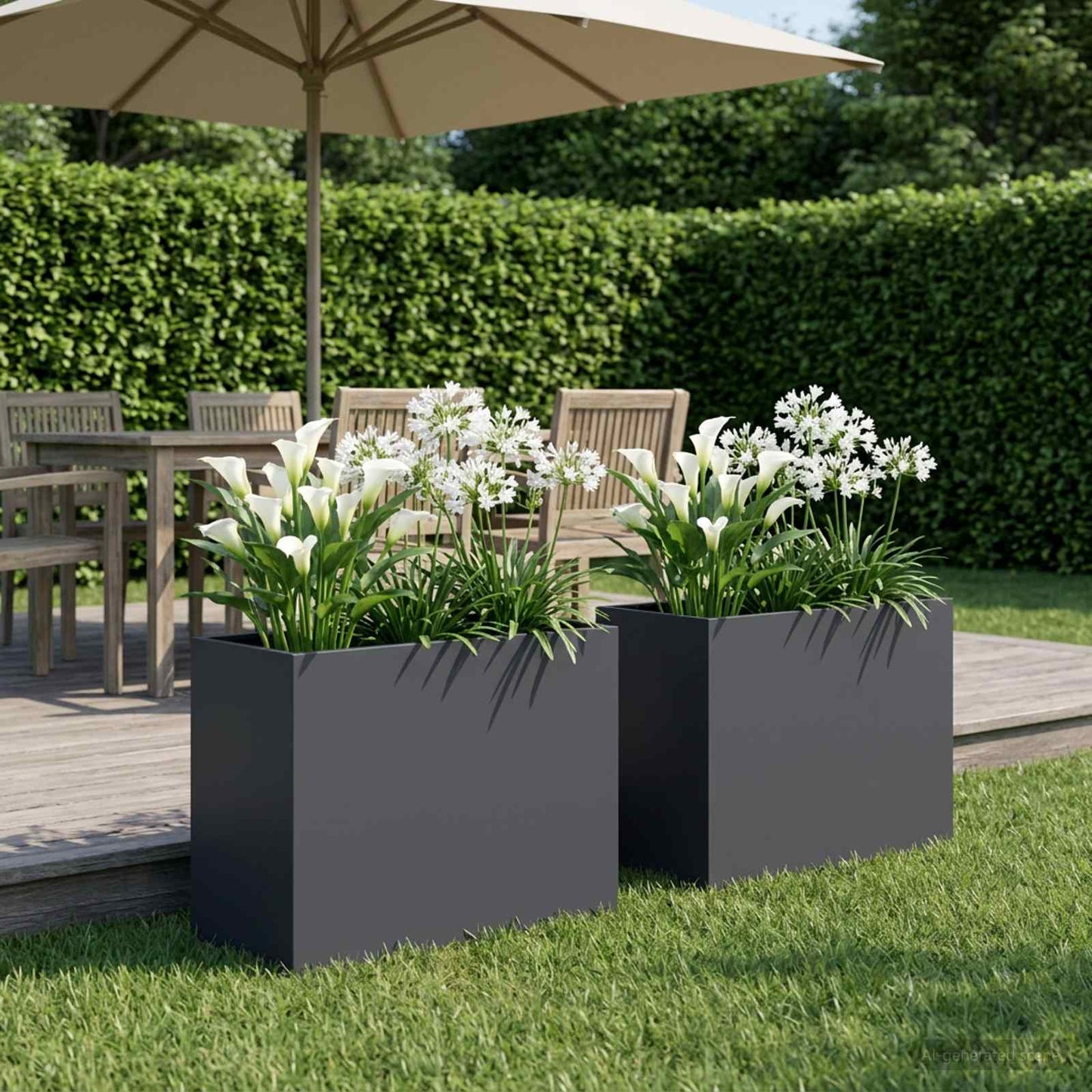 Vaso da giardino 2 pz Antracite 60 x 30 x 50 cm
