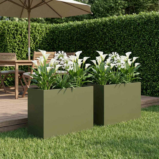 Vaso da giardino 2 pz Verde Oliva 60 x 30 x 50 cm - homemem39