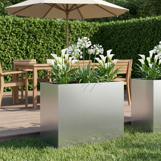 Vaso da giardino Argento 60 x 30 x 50 cm Acciaio zincato