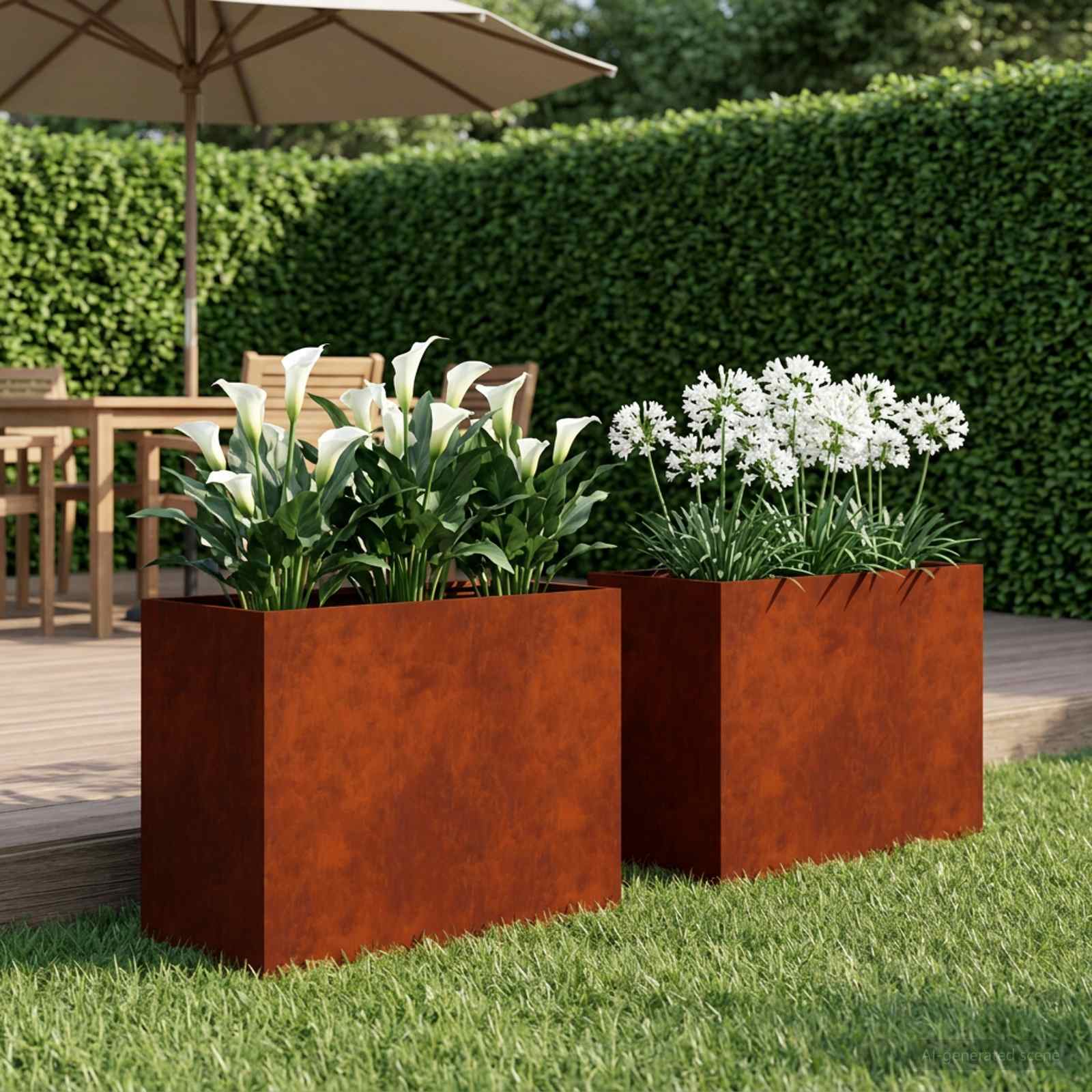 Vaso da giardino 2 pz Ruggine 60 x 30 x 50 cm Acciaio Corten | homemem39