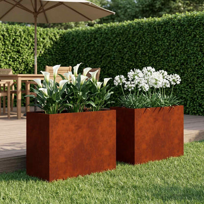 Vaso da giardino 2 pz Ruggine 60 x 30 x 50 cm Acciaio Corten | homemem39