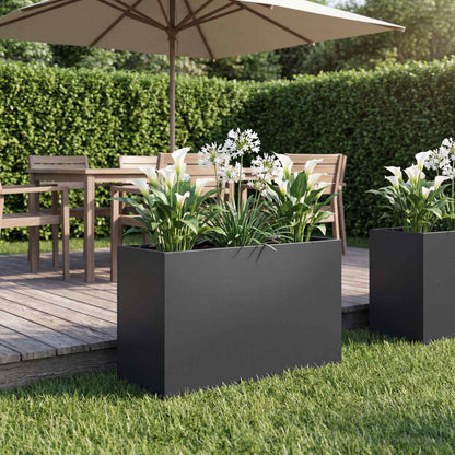 Vaso da giardino Nero 80 x 30 x 40 cm Acciaio laminato a freddo