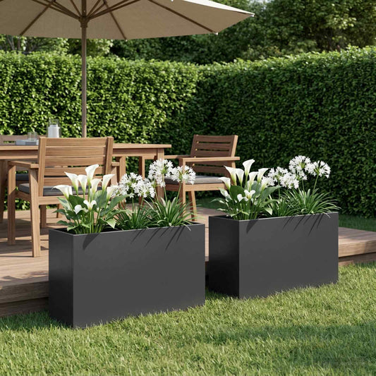 Vaso da giardino 2 pz Nero 80 x 30 x 40 cm - homemem39