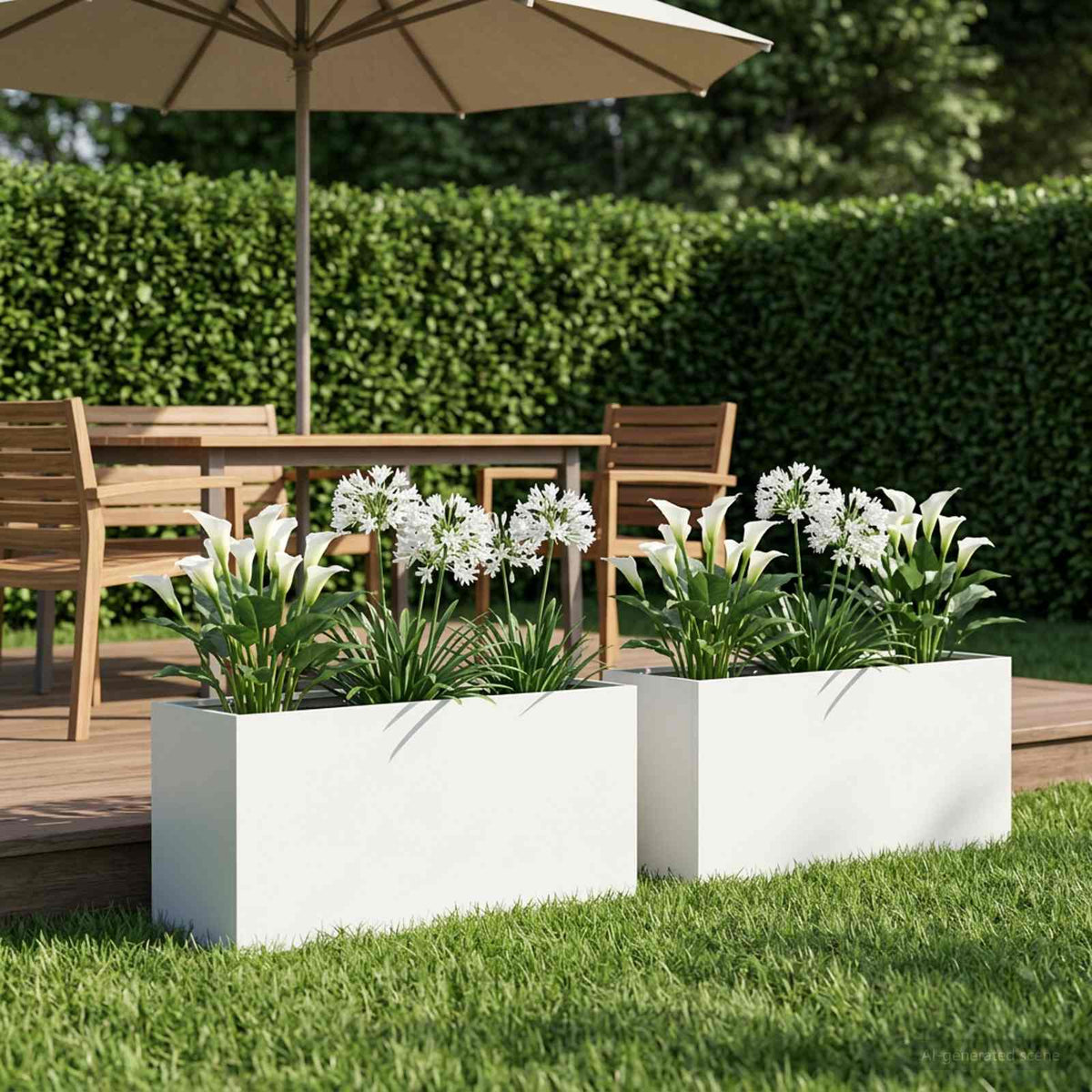 Vaso da giardino 2 pz Bianco 100 x 30 x 50 cm