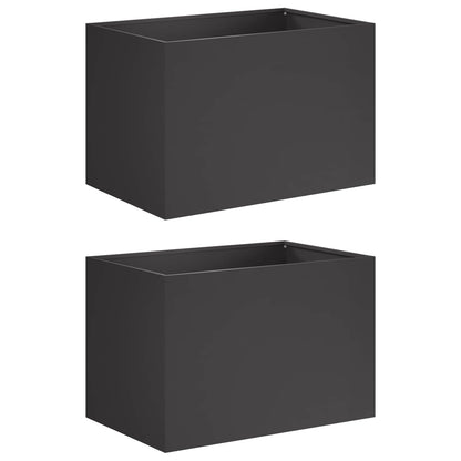Vaso da giardino 2 pz Nero 50 x 40 x 40 cm