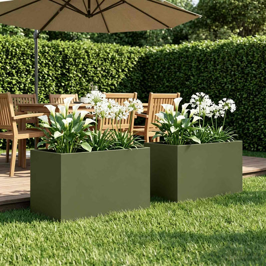 Vaso da giardino 2 pz Verde Oliva 50 x 40 x 40 cm | homemem39