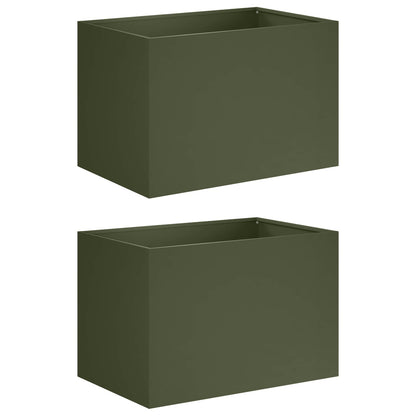 Vaso da giardino 2 pz Verde Oliva 50 x 40 x 40 cm | homemem39