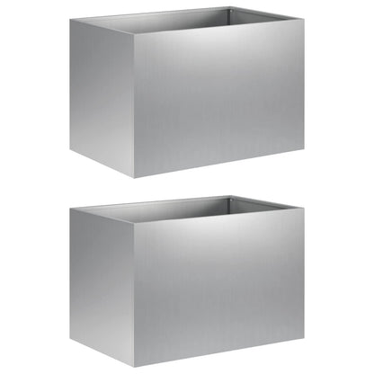 Vaso da giardino 2 pz Argento 50 x 40 x 40 cm Acciaio zincato | homemem39