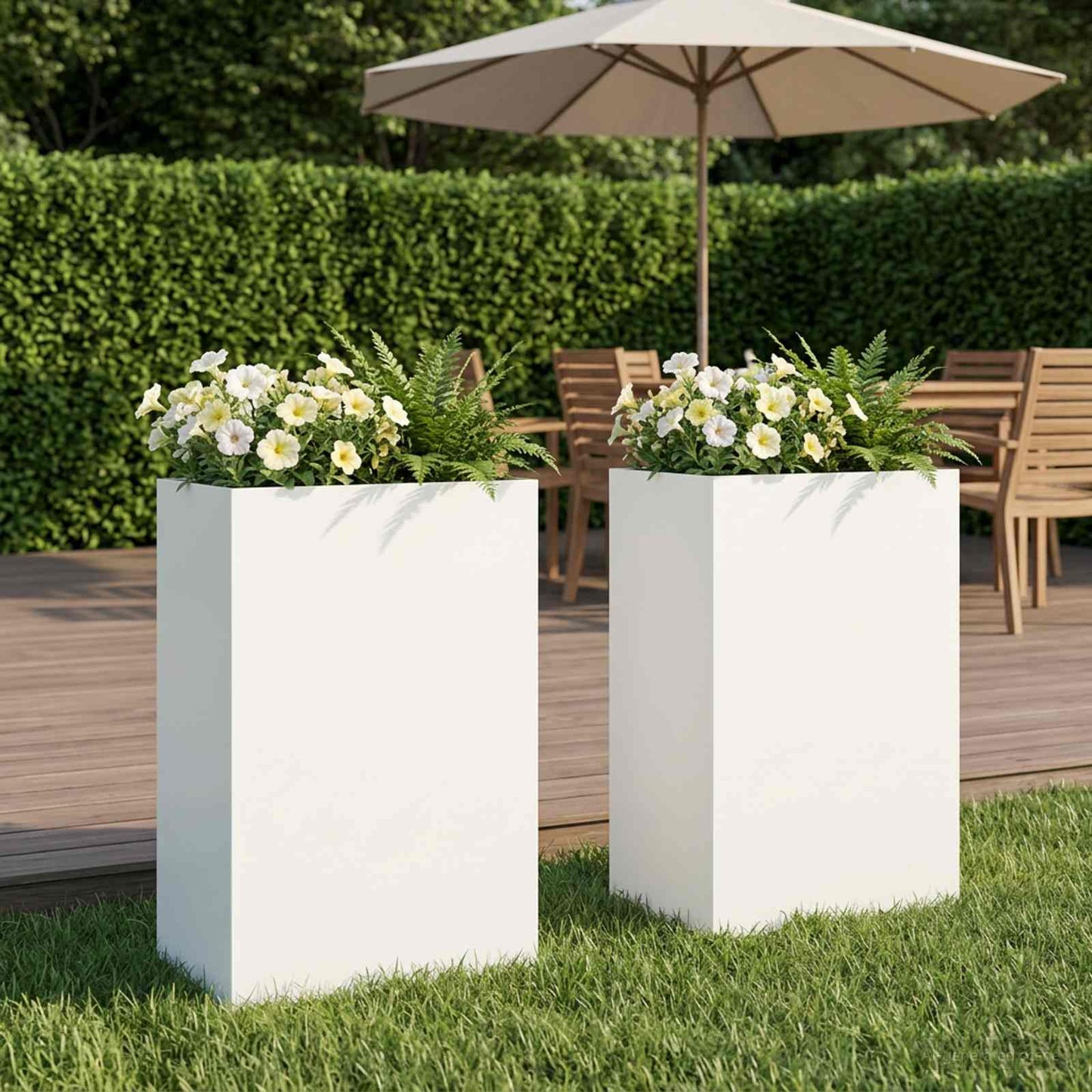 Vaso da giardino 2 pz Bianco 50 x 40 x 75 cm