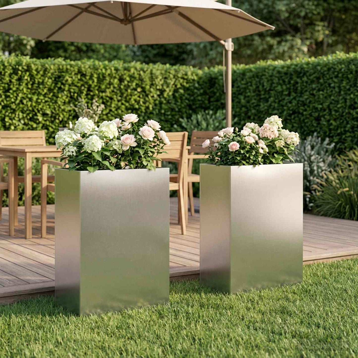 Vaso da giardino 2 pz Argento 50 x 40 x 75 cm Acciaio Inox | homemem39