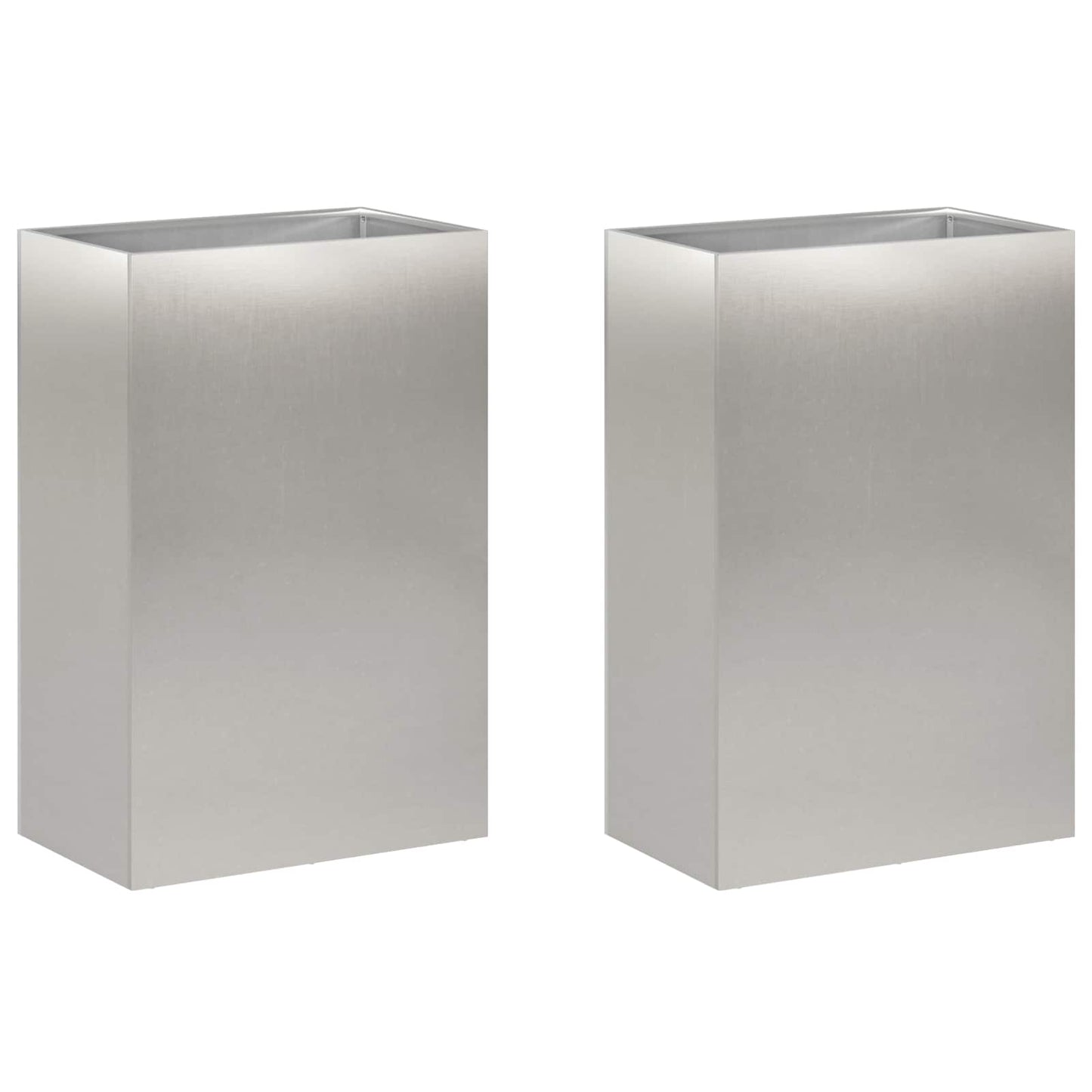 Vaso da giardino 2 pz Argento 50 x 40 x 75 cm Acciaio Inox | homemem39