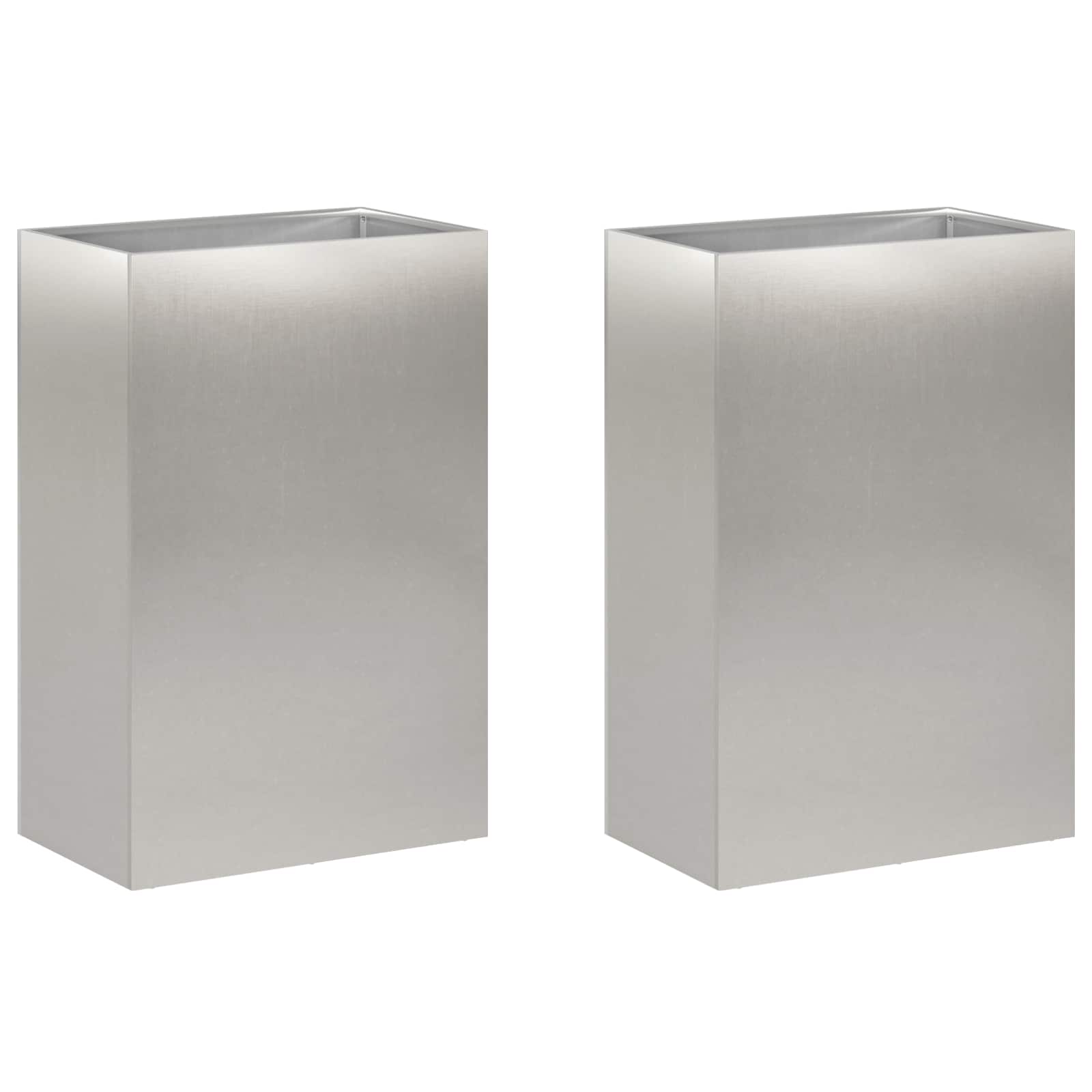 Vaso da giardino 2 pz Argento 50 x 40 x 75 cm Acciaio Inox | homemem39