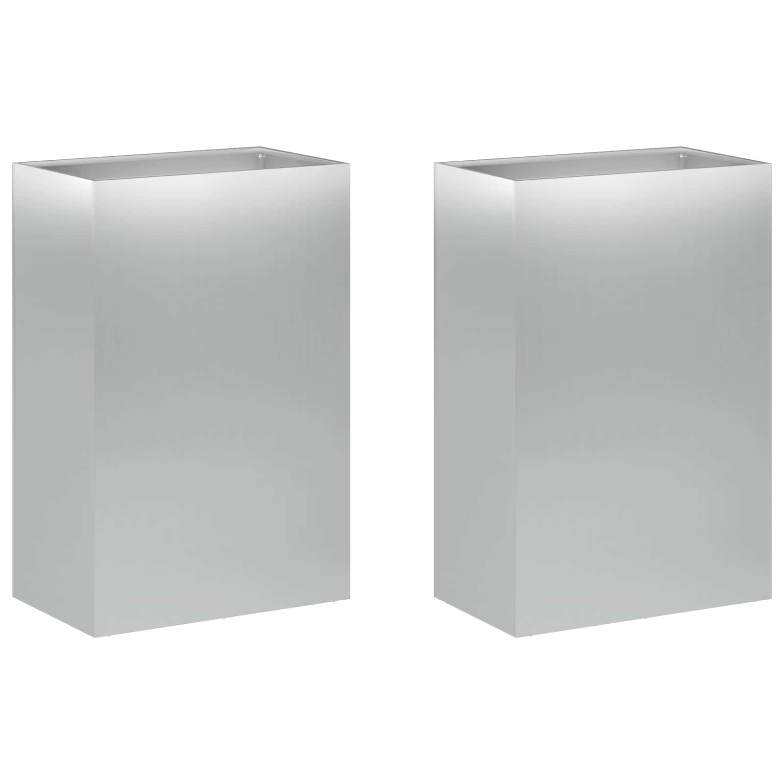 Vaso da giardino 2 pz Argento 50 x 40 x 75 cm Acciaio zincato | homemem39