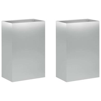 Vaso da giardino 2 pz Argento 50 x 40 x 75 cm Acciaio zincato | homemem39