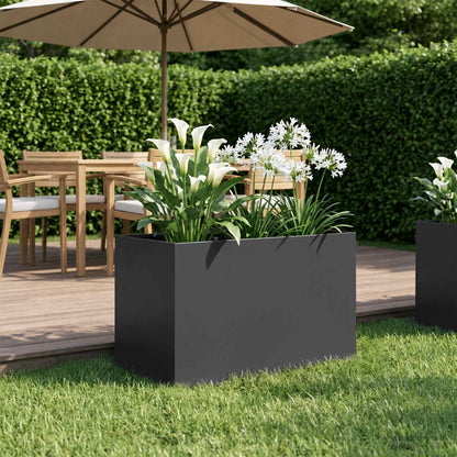 Vaso da giardino Nero 60 x 40 x 40 cm Acciaio laminato a freddo