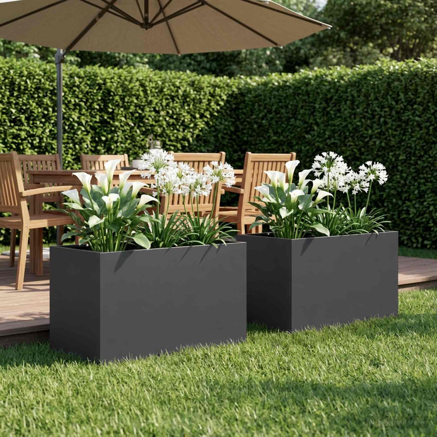 Vaso da giardino 2 pz Nero 60 x 40 x 40 cm