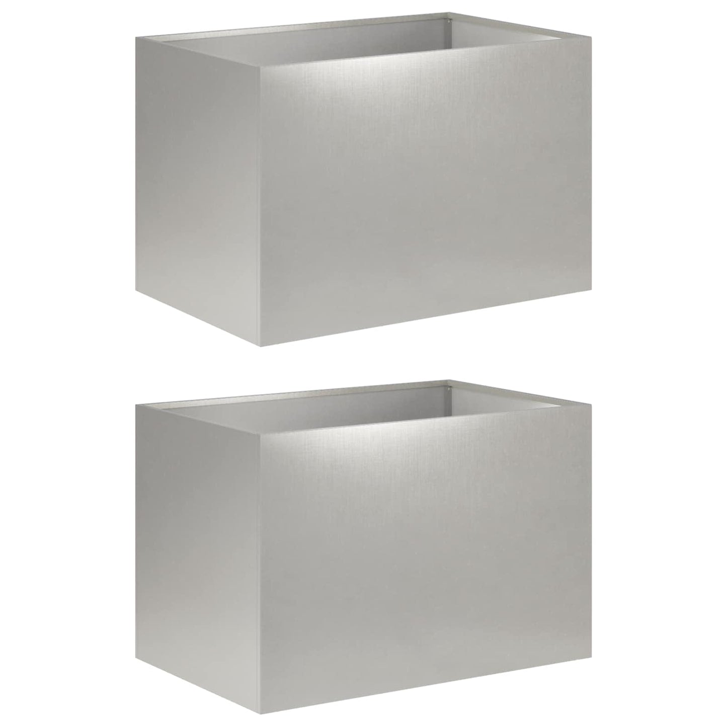 Vaso da giardino 2 pz Argento 60 x 40 x 40 cm Acciaio Inox