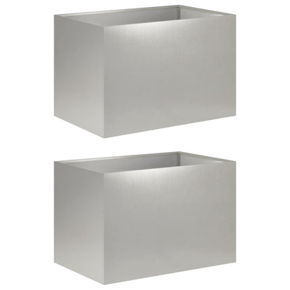 Vaso da giardino 2 pz Argento 60 x 40 x 40 cm Acciaio Inox