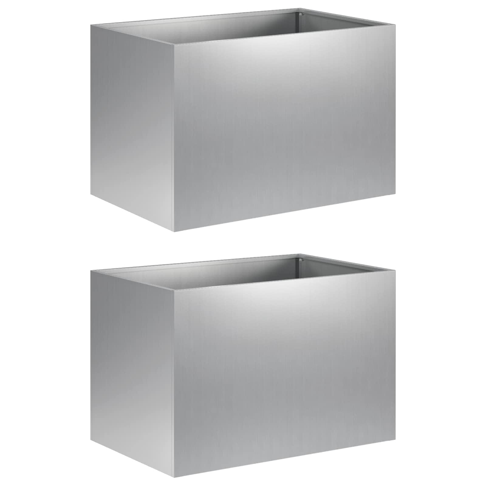 Vaso da giardino 2 pz Argento 60 x 40 x 40 cm Acciaio zincato | homemem39