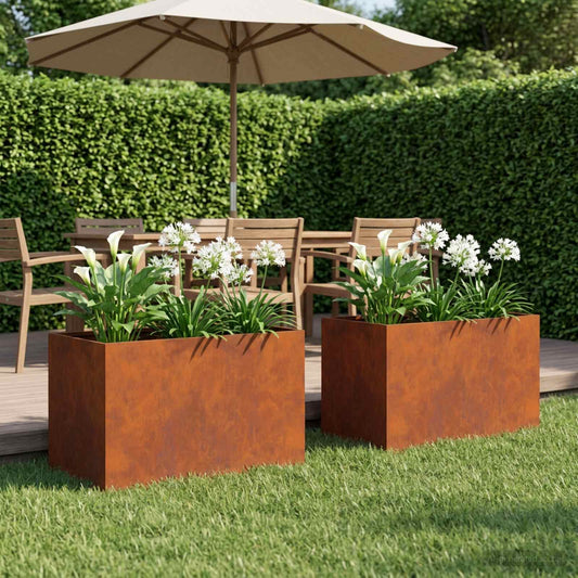 Vaso da giardino 2 pz Ruggine 60 x 40 x 40 cm Acciaio Corten - homemem39