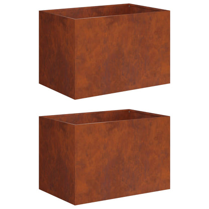 Vaso da giardino 2 pz Ruggine 60 x 40 x 40 cm Acciaio Corten