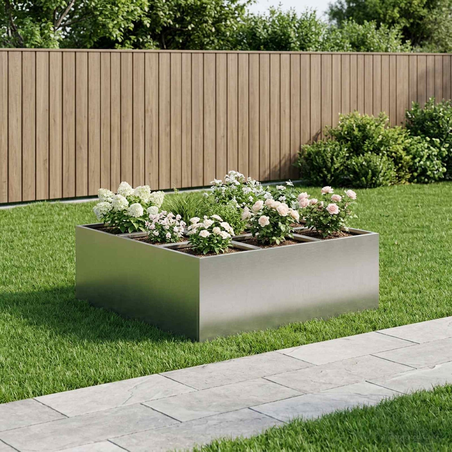 Vaso da giardino Argento 100 x 100 x 40 cm Acciaio Inox | homemem39