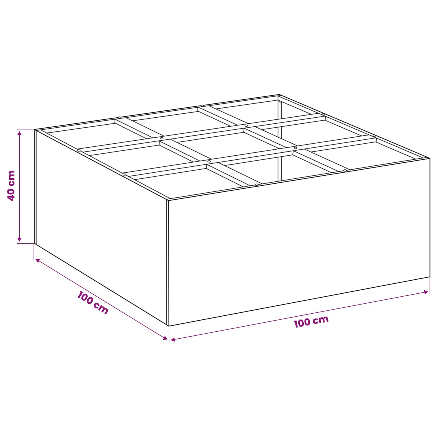 Vaso da giardino Argento 100 x 100 x 40 cm Acciaio Inox | homemem39