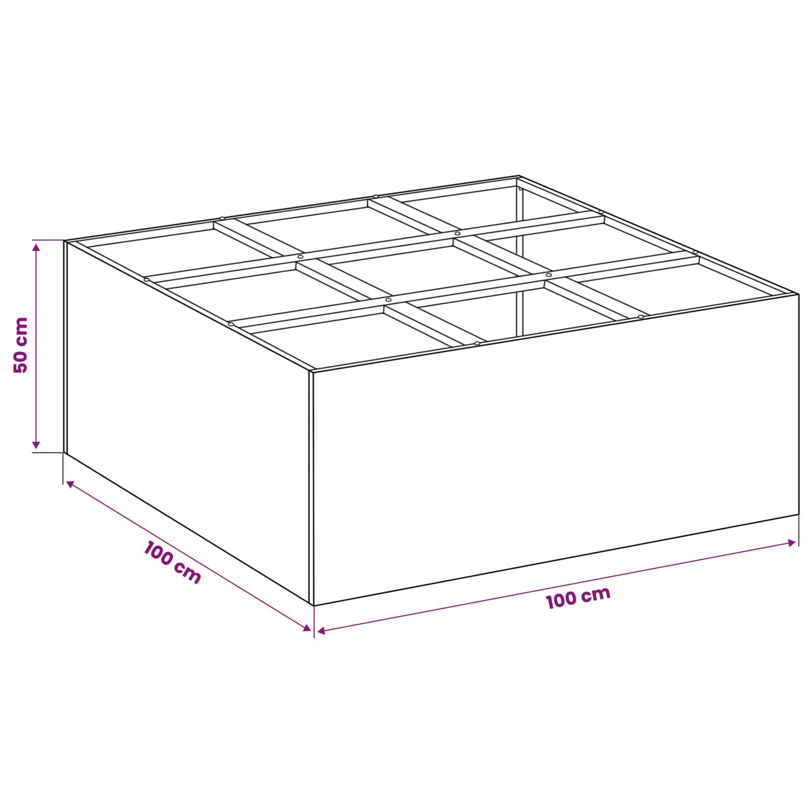 Vaso da giardino Argento 100 x 100 x 50 cm Acciaio Inox | homemem39